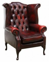 QUEEN ANNE STYLE OXBLOOD LEATH