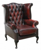 QUEEN ANNE STYLE OXBLOOD LEATH