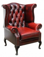 QUEEN ANNE STYLE RED LEATHER W