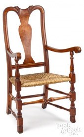 QUEEN ANNE STYLE RUSH SEAT ARM