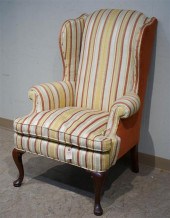 QUEEN ANNE STYLE STRIPED UPHOL
