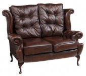 QUEEN ANNE STYLE TUFTED LEATHE