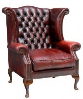 QUEEN ANNE STYLE TUFTED LEATHE