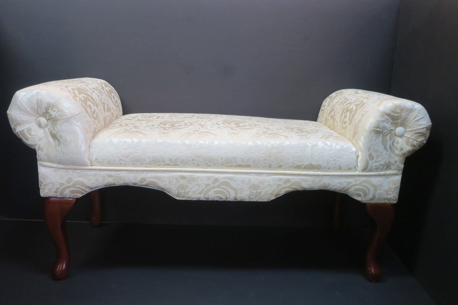QUEEN ANNE STYLE UPHOLSTERED