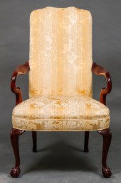 QUEEN ANNE STYLE UPHOLSTERED O