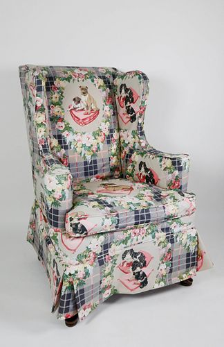 QUEEN ANNE STYLE UPHOLSTERED WING