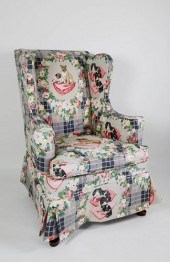 QUEEN ANNE STYLE UPHOLSTERED W