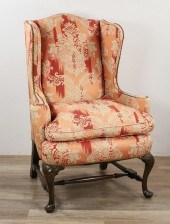 QUEEN ANNE STYLE UPHOLSTERED W
