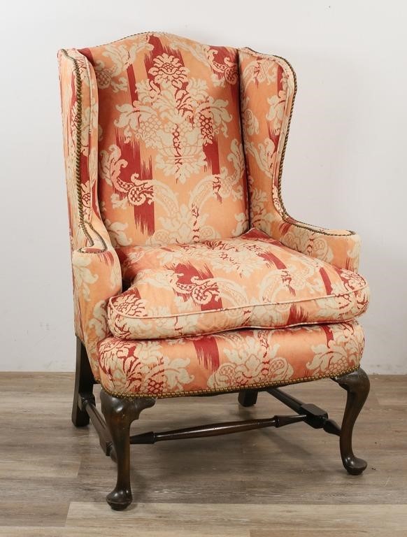 QUEEN ANNE STYLE UPHOLSTERED
