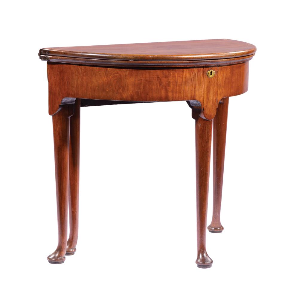 QUEEN ANNE-STYLE WALNUT DEMILUNE