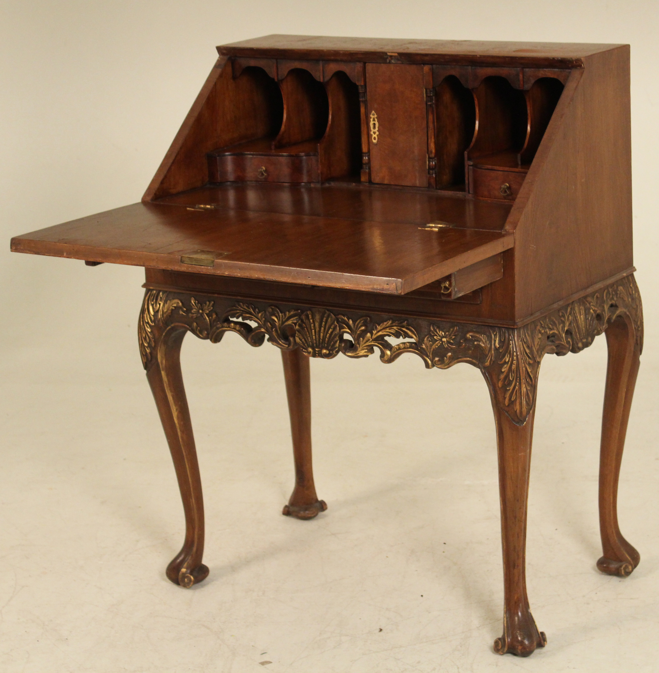 QUEEN ANNE STYLE WALNUT SLANT TOP