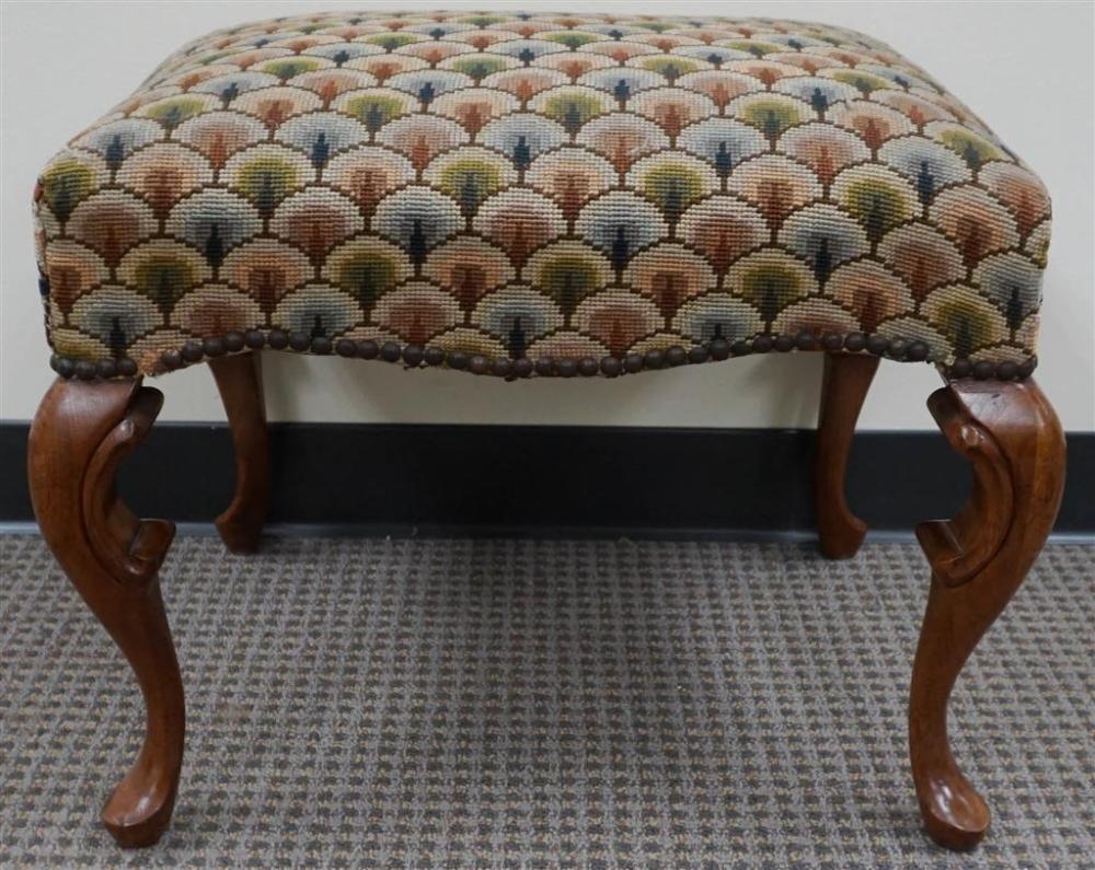 QUEEN ANNE STYLE WALNUT UPHOLSTERED
