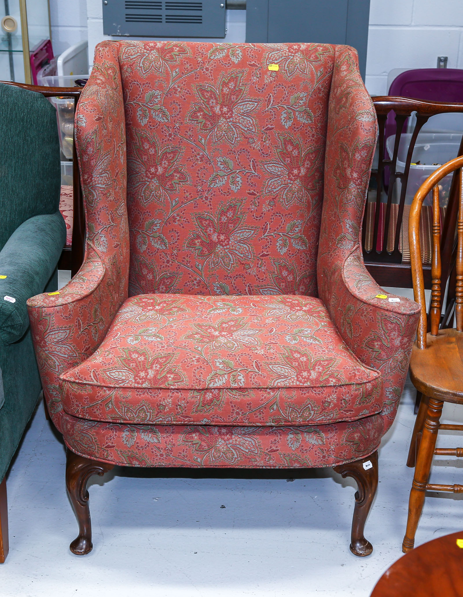 QUEEN ANNE STYLE WING CHAIR 20th