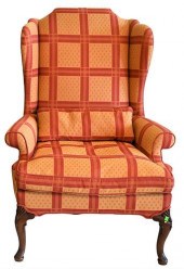 QUEEN ANNE STYLE WING CHAIR, H