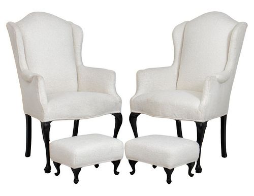 QUEEN ANNE STYLE WING CHAIRS