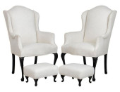 QUEEN ANNE STYLE WING CHAIRS &