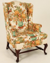 QUEEN ANNE STYLE WINGED ARMCHA