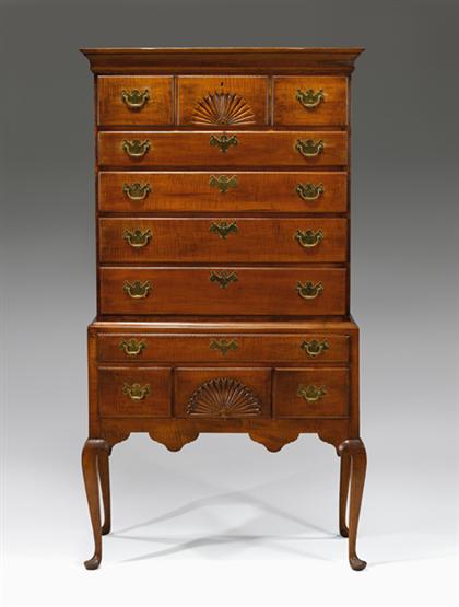 Queen Anne tiger maple high chest