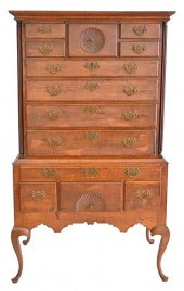 QUEEN ANNE TIGER MAPLE HIGHBOY