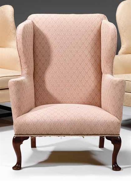Queen Anne upholstered wing chair