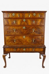 QUEEN ANNE WALNUT CHEST ON STA