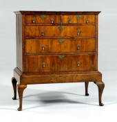 Queen Anne walnut chest on fra