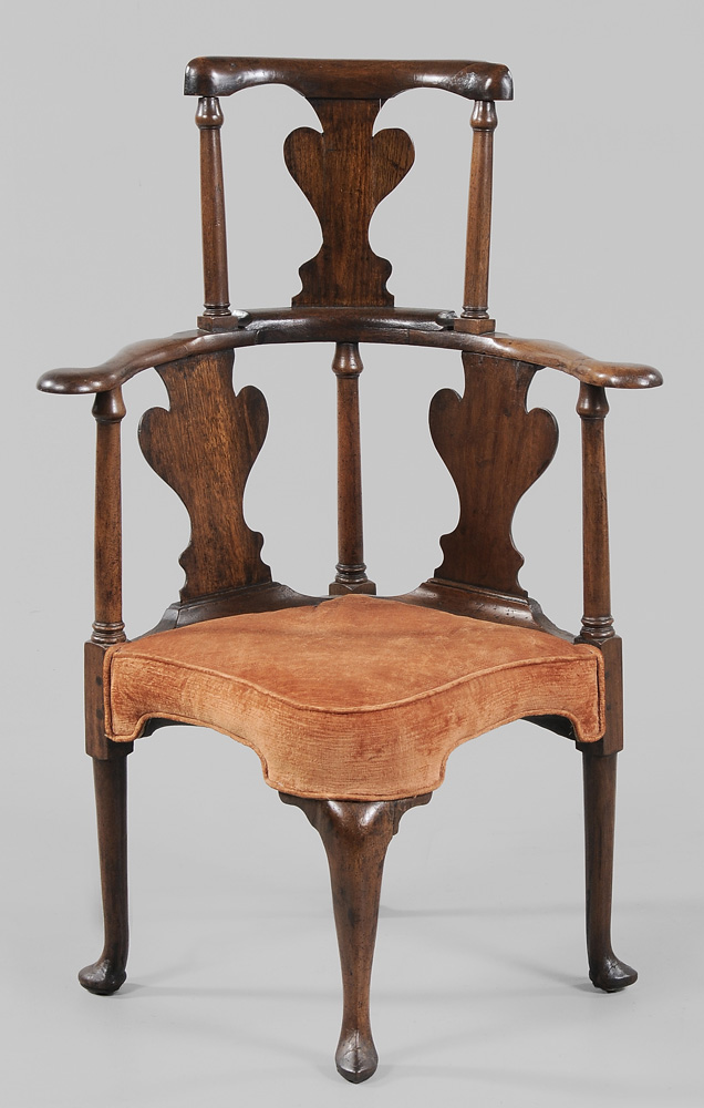 Queen Anne Walnut Corner Chair