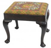 QUEEN ANNE WALNUT FOOTSTOOL HA