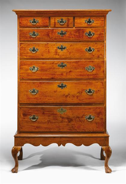Queen Anne walnut high chest on