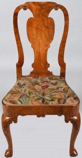 QUEEN ANNE WALNUT SIDE CHAIR,