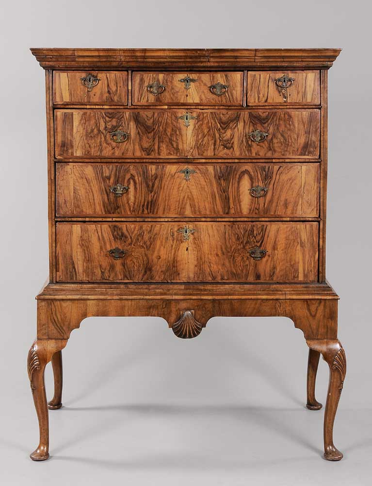 Queen Anne Walnut-Veneered High