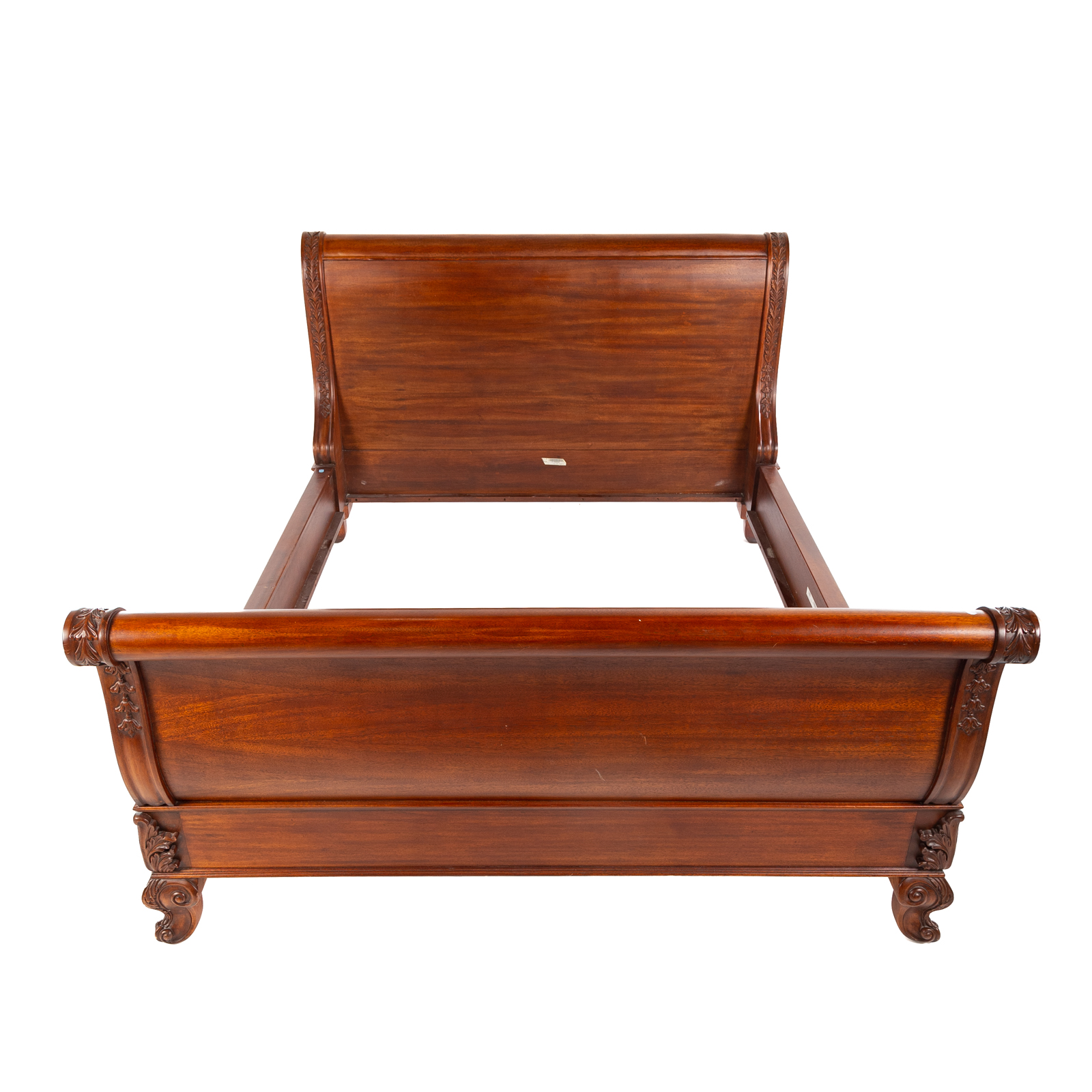 QUEEN-SIZE MAHOGANY CARVED SLEIGH