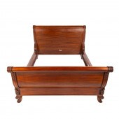 QUEEN-SIZE MAHOGANY CARVED SLE