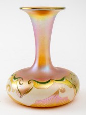 QUEZAL IRIDESCENT GLASS VASE A