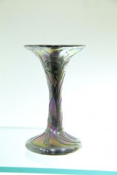 QUEZAL SILVER OVERLAY VASE. Tr
