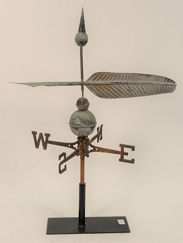 QUILL ARROW COPPER WEATHERVANE ON