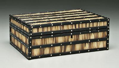 Quill work box, ebony frame with