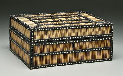 Quill work box, panels with ebony