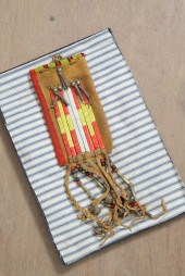 QUILLWORK LEATHER POUCH. Ameri