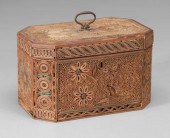 Quillwork tea box, rectangular