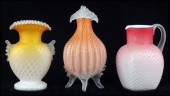 QUILTED SATIN GLASS VASE. Bear