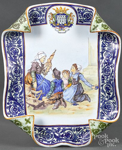 QUIMPER CURLED RIM PLATTER, CA.