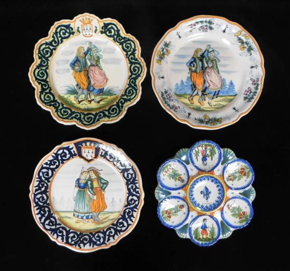 QUIMPER FAIENCE, FOUR PIECES OF