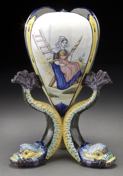 Quimper pottery vase with three