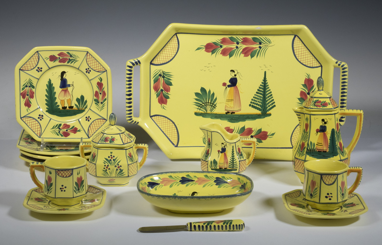 QUIMPER SOLEIL YELLOW POTTERY TEA