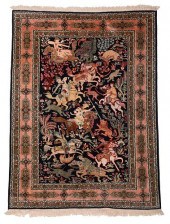 QUM SILK HUNTING RUG20th centu