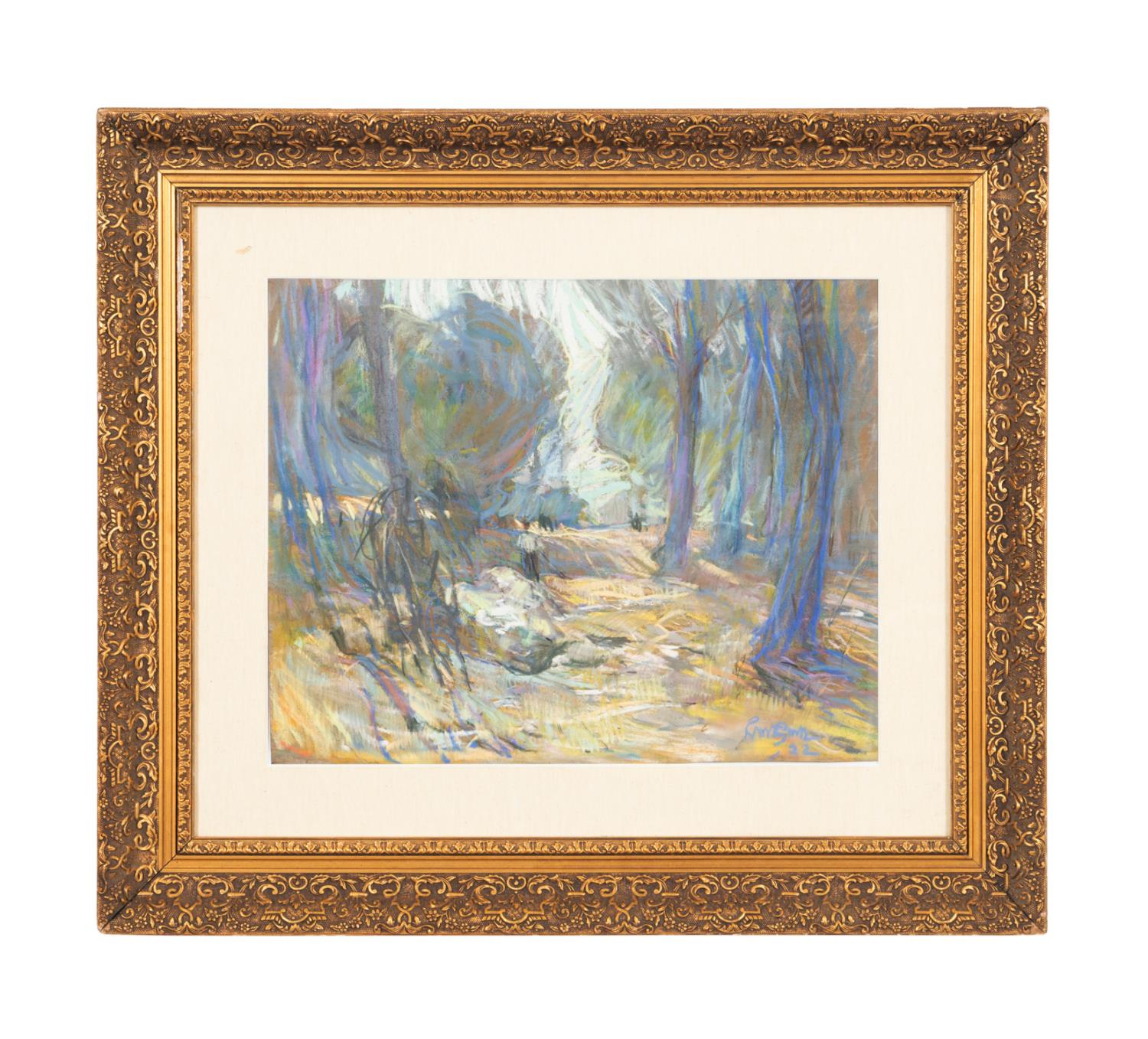R. M. BRITT "IN THE PARK" PASTEL