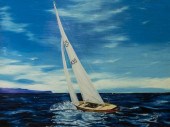 R. MORROW (20TH C.) SAILBOAT O