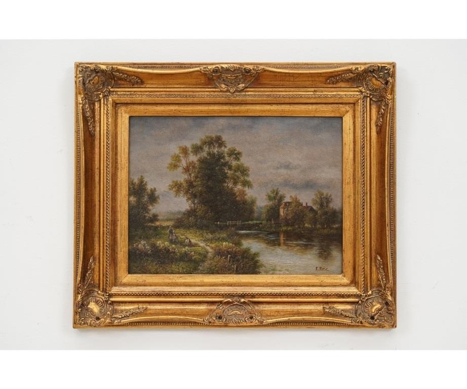 R. Rose oil on panel landscape,