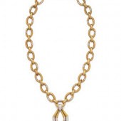 R. STONE, YELLOW GOLD AND DIAM